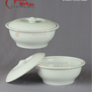 Âu cơm dáng Minh Long men trắng