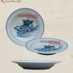 Đĩa sứ sâu lòng số 6 vẽ tranh phong cảnh