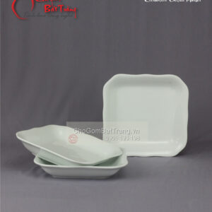 Đĩa vuông men trắng Bát Tràng số 2